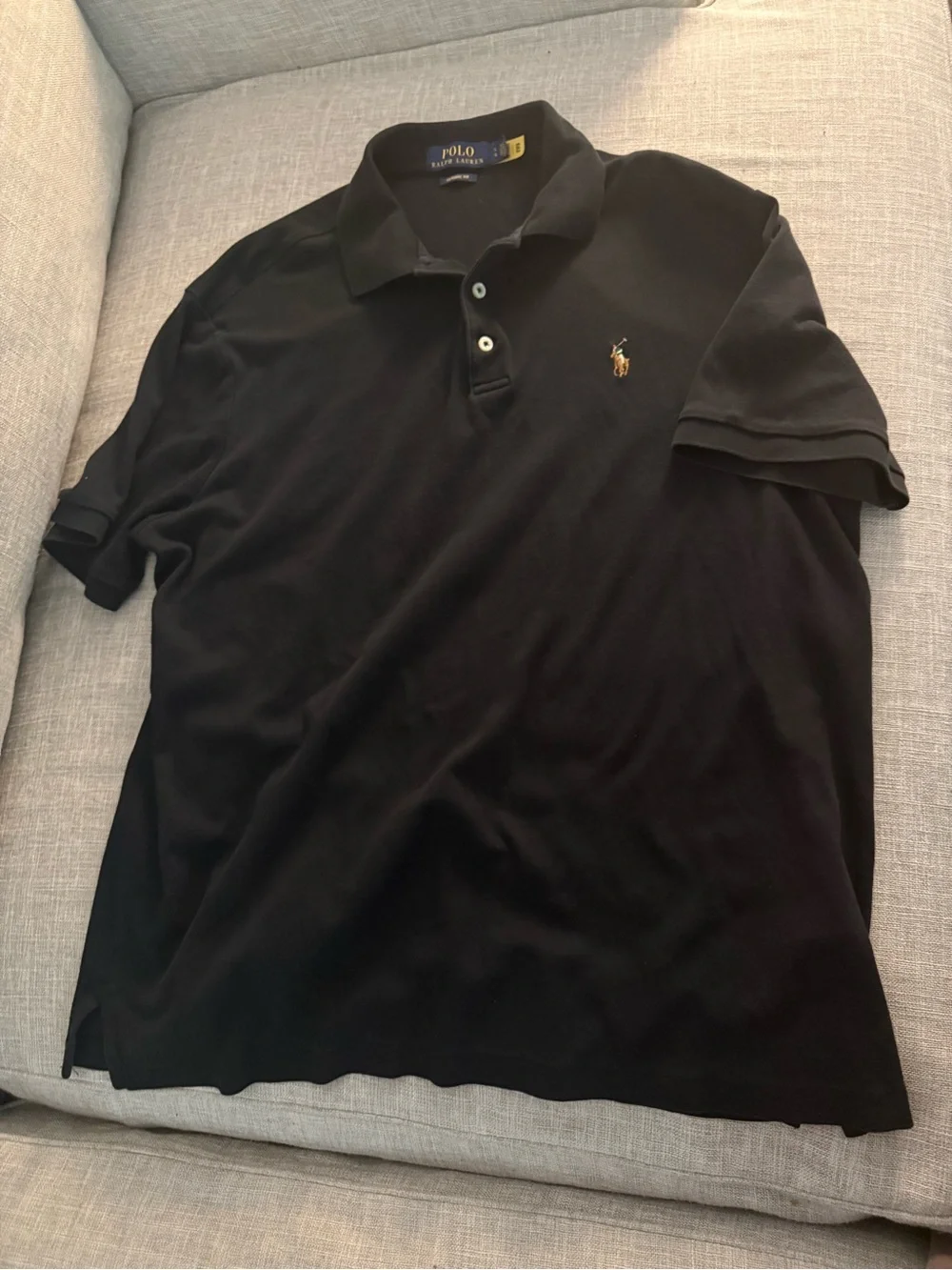 Ralph Lauren Men's Black Polo with Gold Pony Embroidery